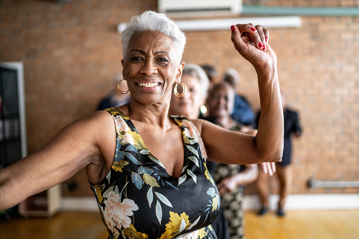 senior woman dancing for exercise