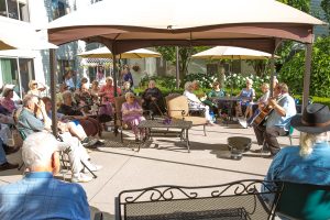 residents listening to live music