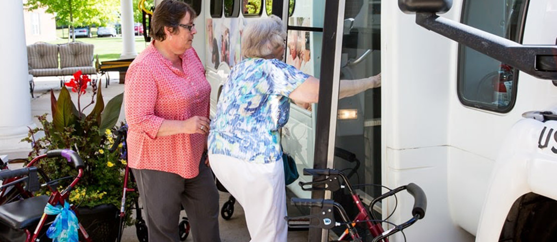 Independence Village resident using community transportation