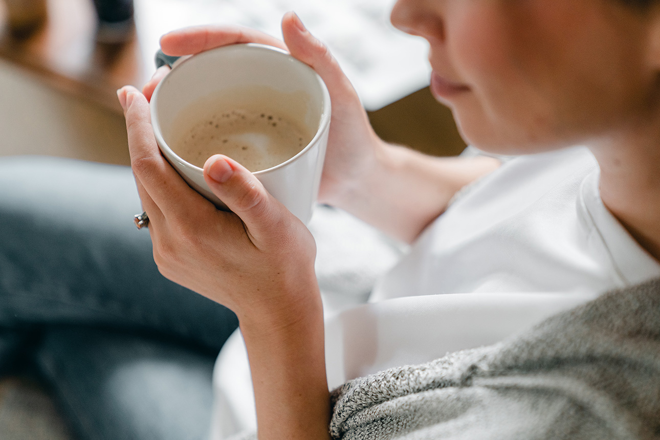 caergiver enjoying a cup of coffee