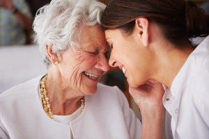 senior woman and daughter