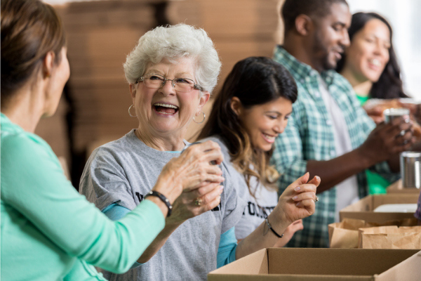 senior woman volunteering