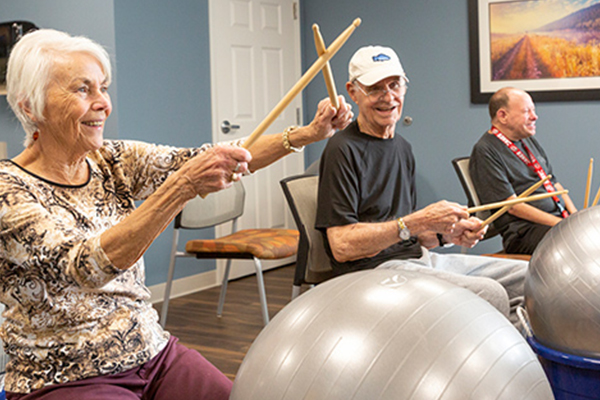 seniors exercising indoors