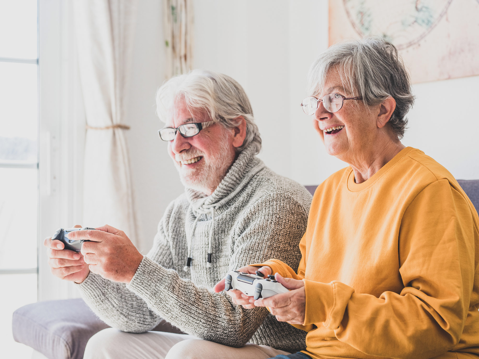 seniors playing video games 