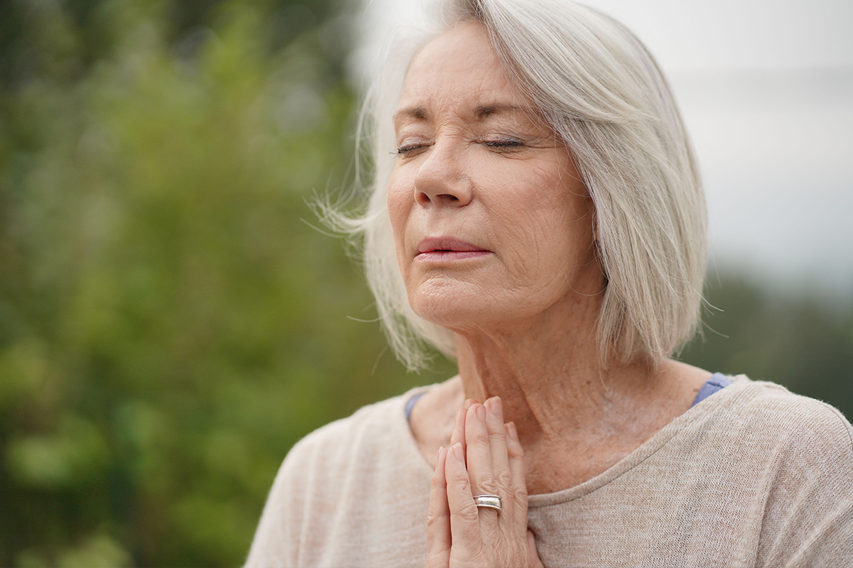 senior woman meditating