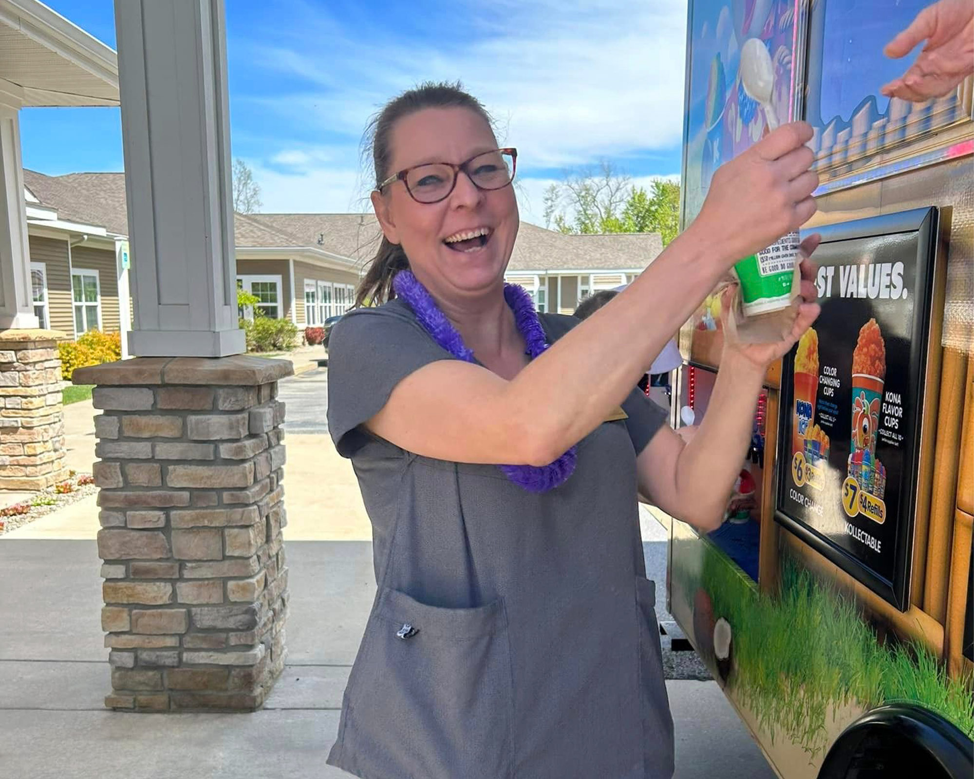 caregiver getting kona ice