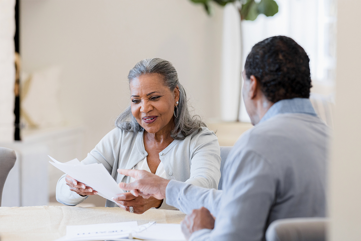 senior woman consulting a client