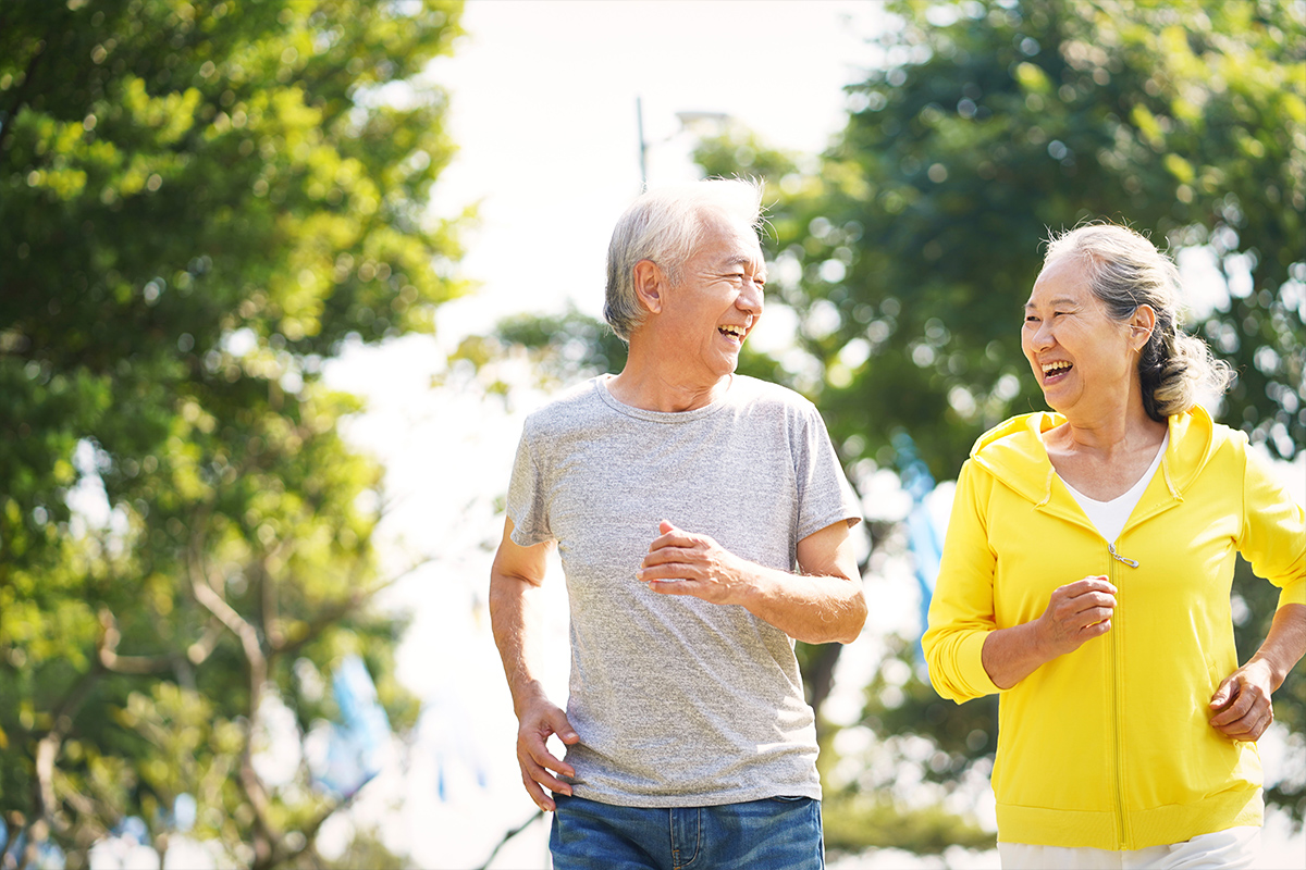 senior couple on an outdoor walk