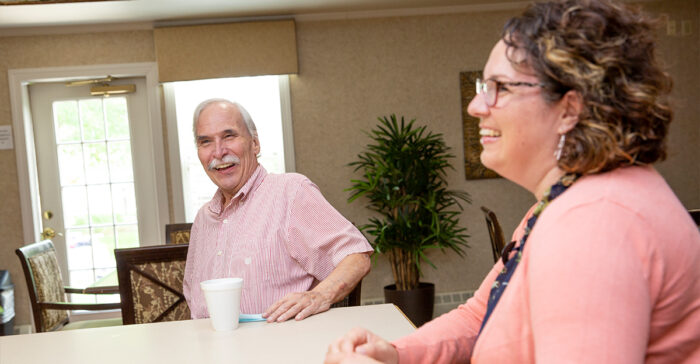 StoryPoint Caregiver and resident talking