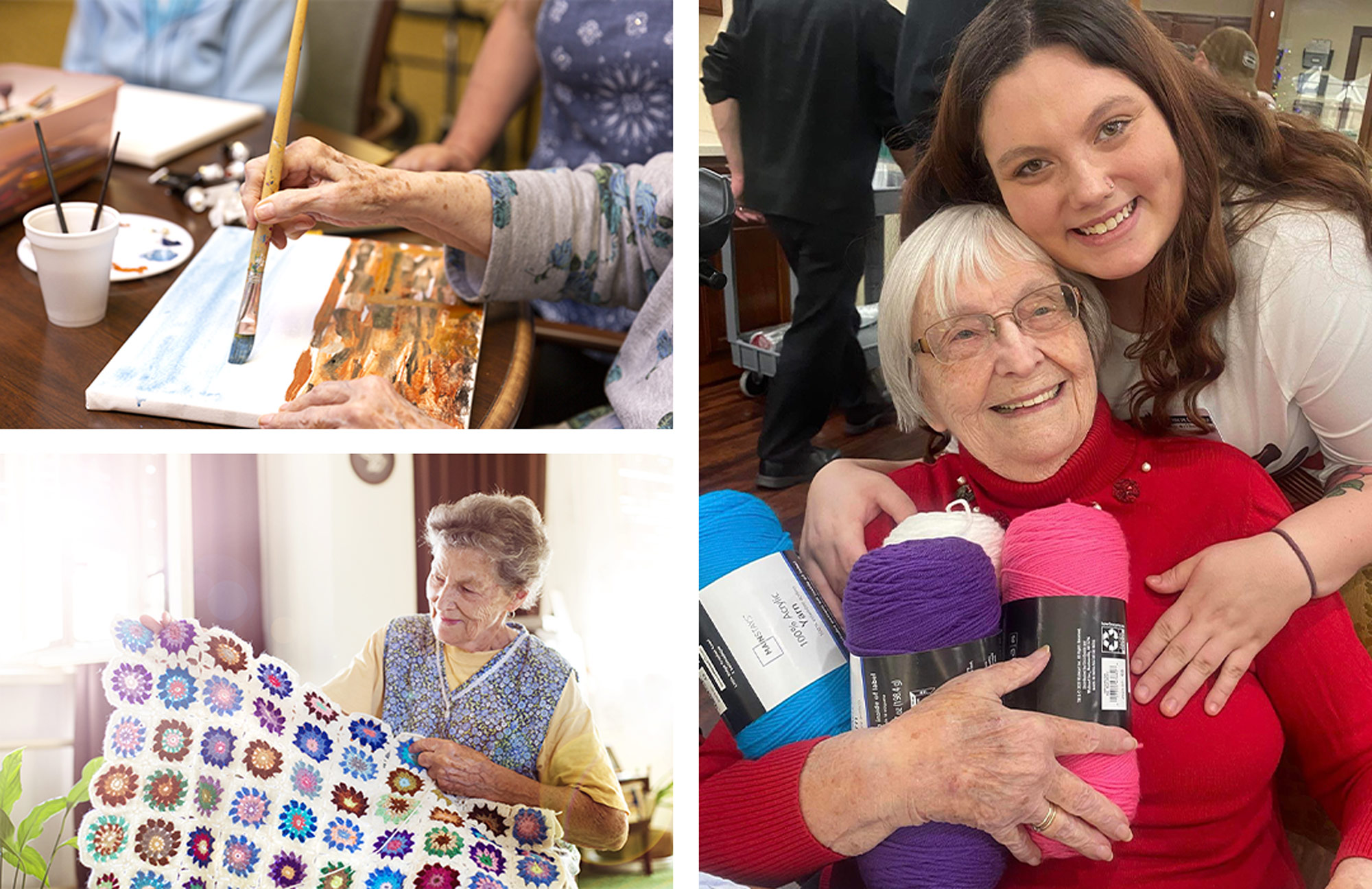 seniors with dementia making crafts