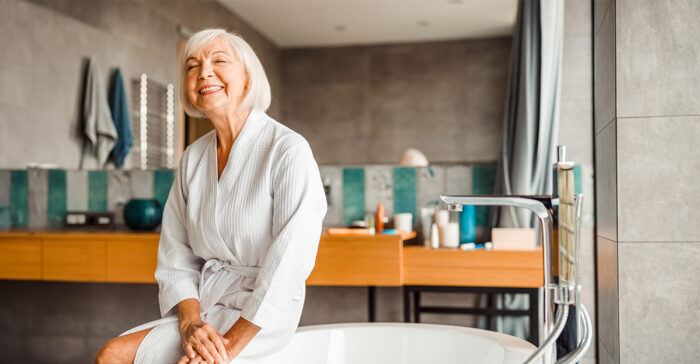 senior woman in her bathroom