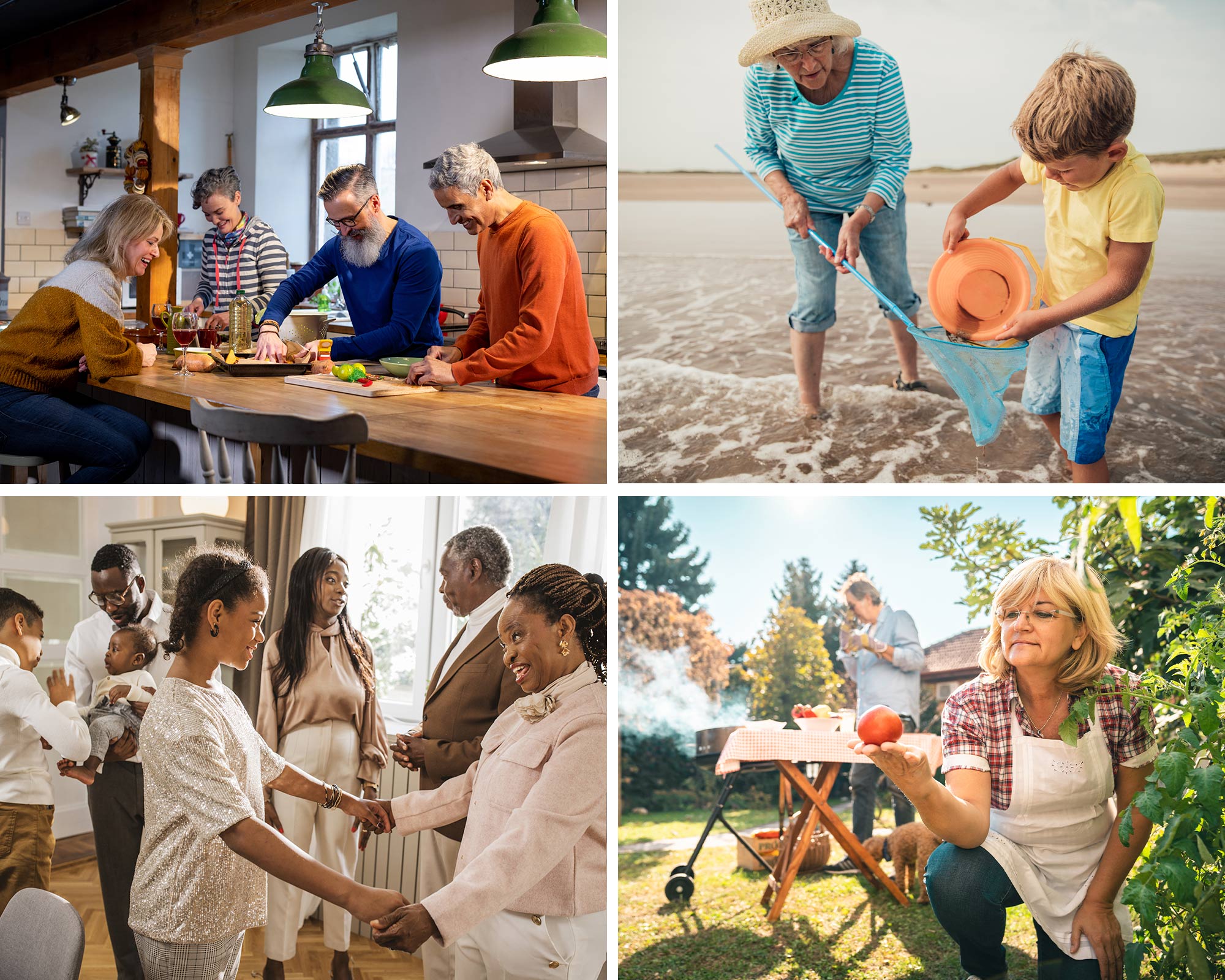 collage of 60 year olds doing activities