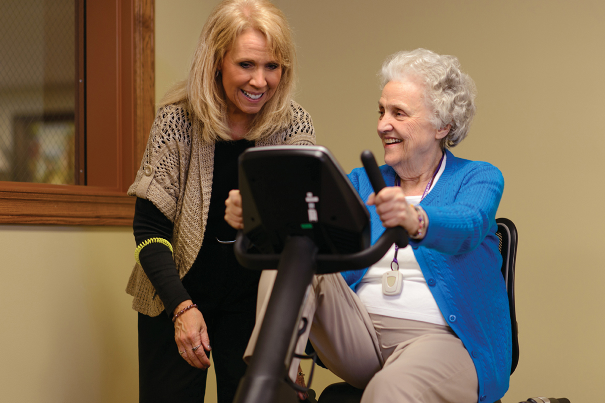 StoryPoint resident on an indoor bike