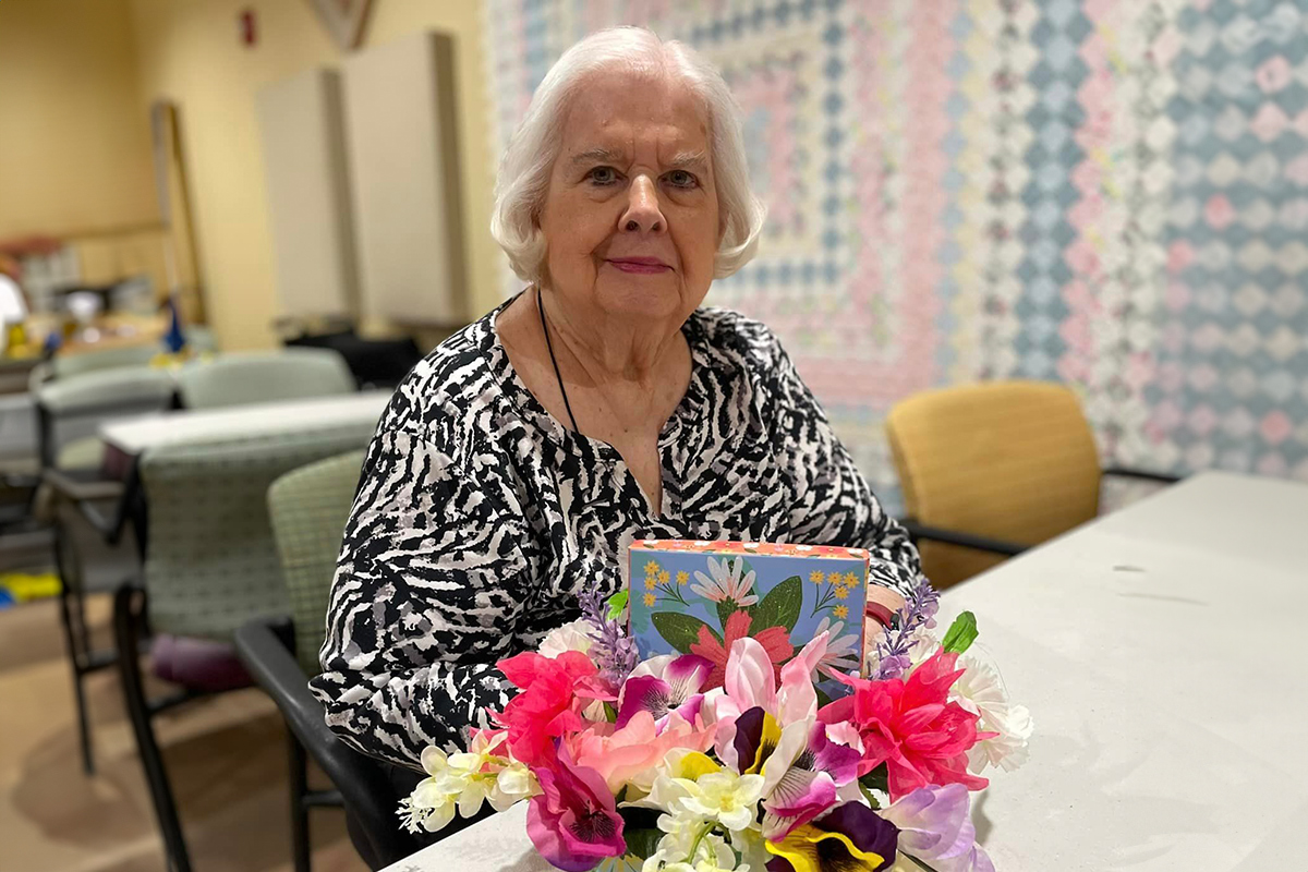 Danbury Resident with flowers