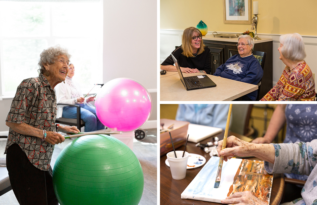 collage of StoryPoint Group residents doing activities