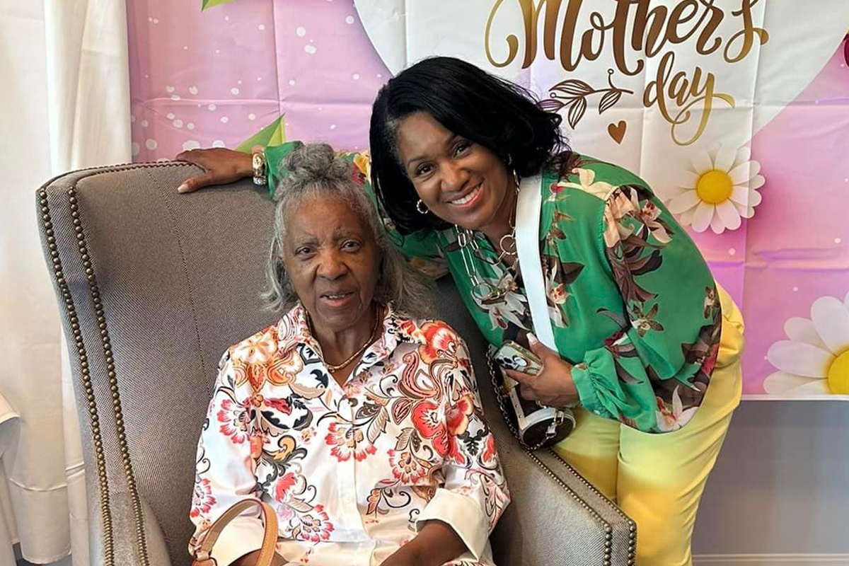 senior mother and daughter celebrating mothers day