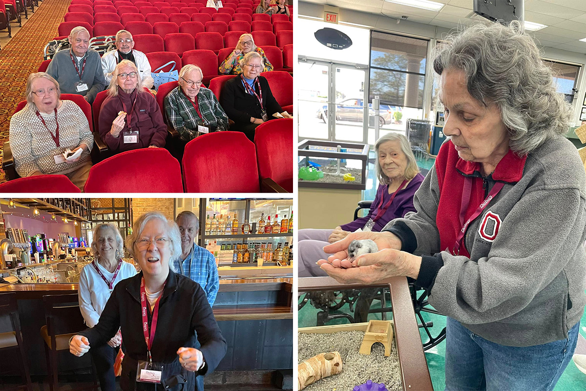 collage of danbury columbus senior living residents out in the community 